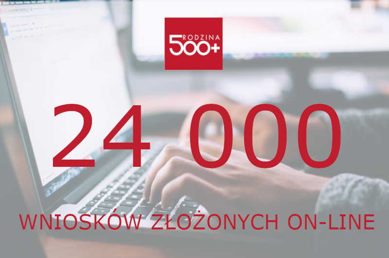 Plansza informująca o przyjęciu 24 000 wniosków o 500+