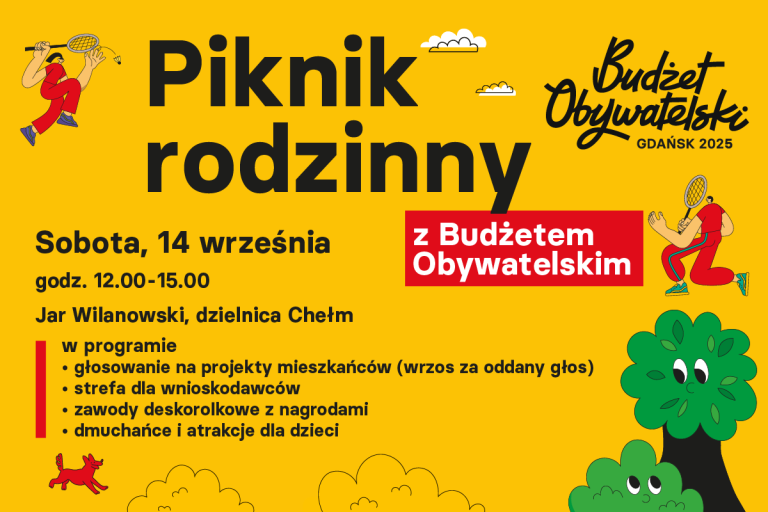 Infografika dotycząca pikniku rodzinnego BO. Sobota, 14 września, godz. 12-15, Jar WIlanowski