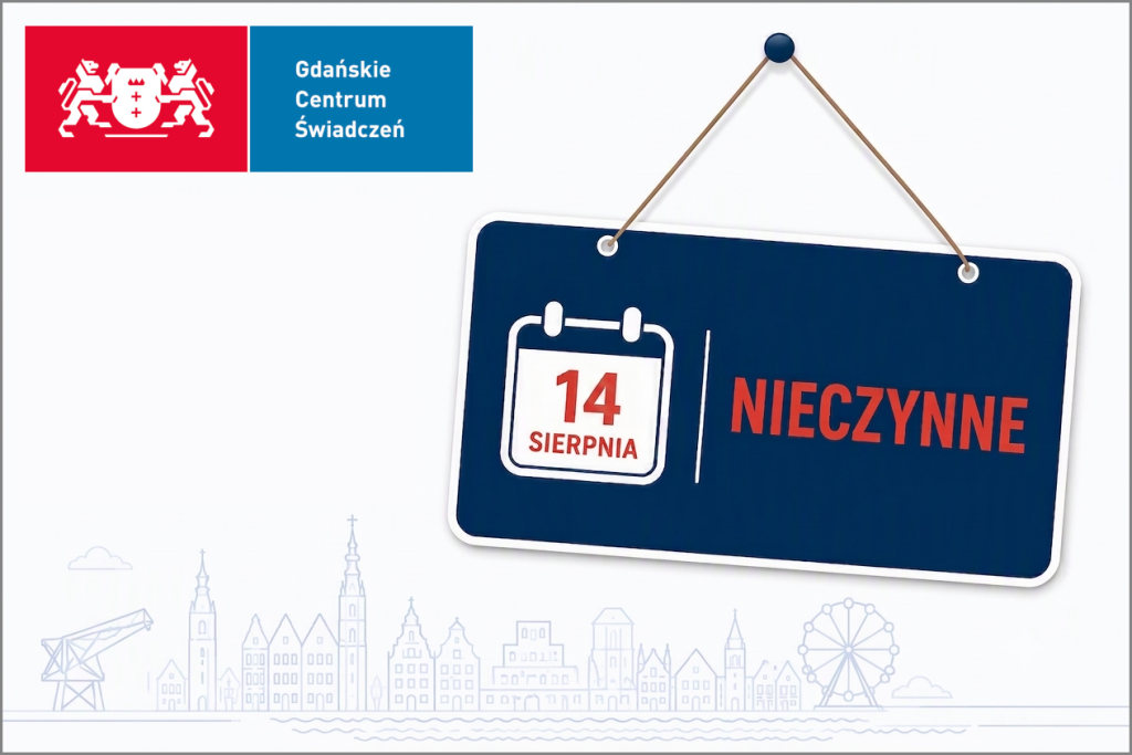 Logotyp GCŚ, data 14 sierpnia i napis nieczynne